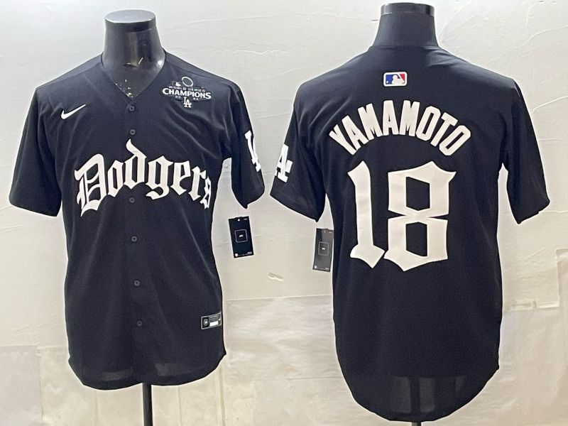 Men 2026 Nike Los Angeles Dodgers #18 Yamamoto Black Game MLB Jersey 03->los angeles dodgers->MLB Jersey
